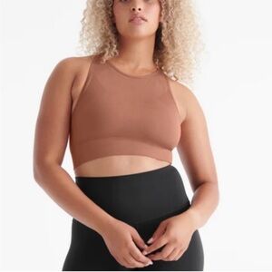 Knix Good to Go Seamless Racerback Sports Bra Cropped Top Brown Cedarwood Medium